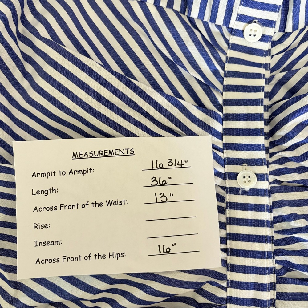 VERONICA BEARD Bell Bottom Ruched Seersucker Shirt Dress Shirtdress Preppy 0 - Picture 16 of 16